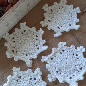 snowflake crochet coasters set of 4